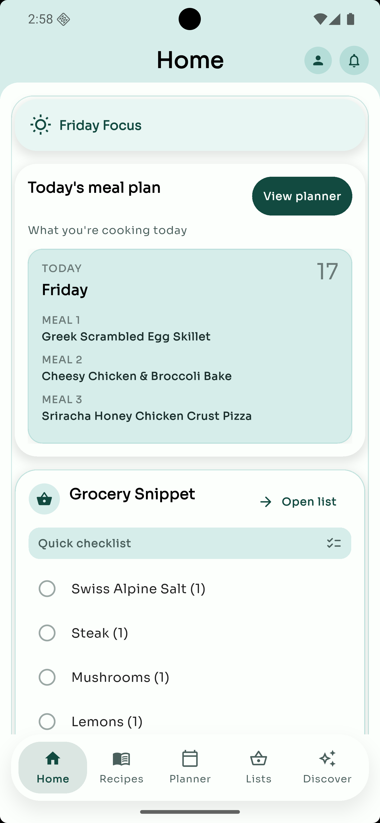Leckerly home screen